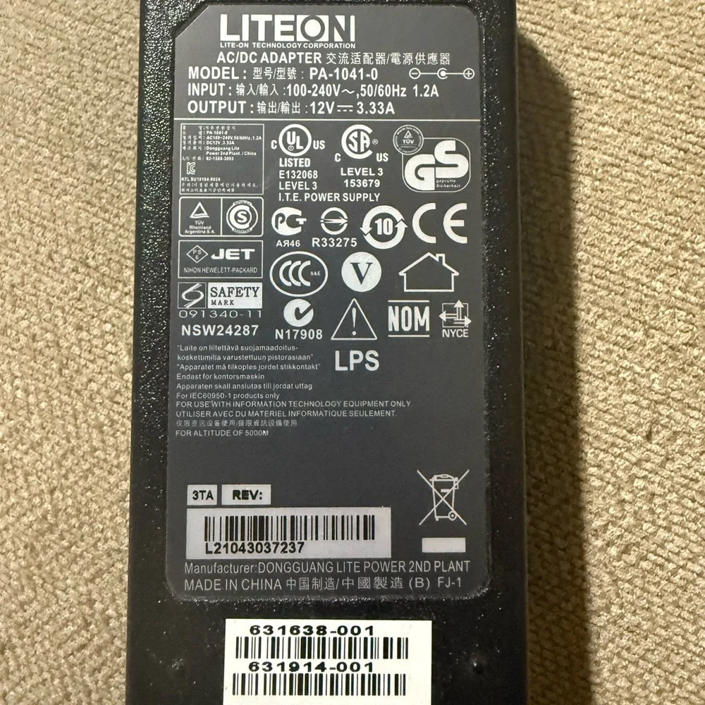 Genuine LITEON Black AC/DC Adapter